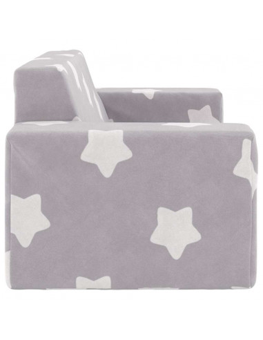 Divano per Bambini 2 Posti Grigio Chiaro Stelle Morbido Peluche