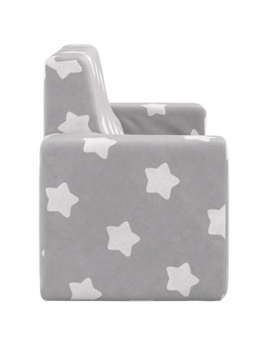 Divano per Bambini 2 Posti Grigio Chiaro Stelle Morbido Peluche