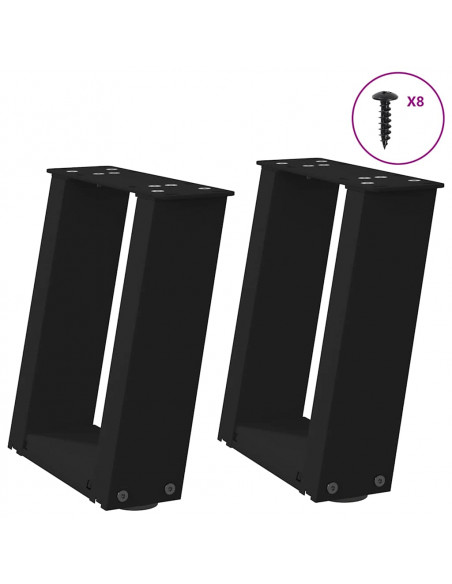 Gambe Tavolino da Caffè a U 2 pz Nero 30x(30-31) cm in Acciaio