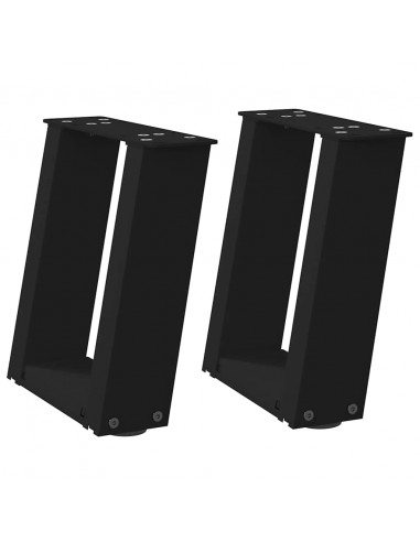 Gambe Tavolino da Caffè a U 2 pz Nero 30x(30-31) cm in Acciaio