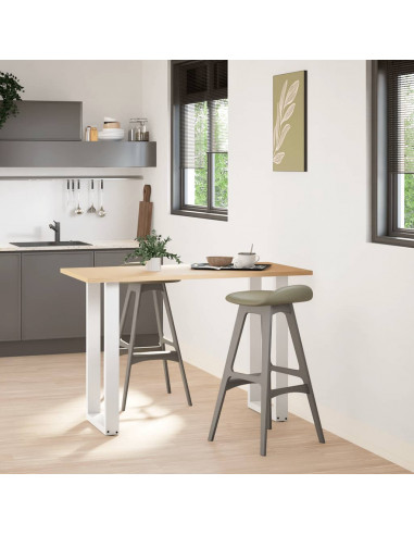 Gambe per tavolo da bar a forma di U 2 pz bianche 50x(90-91) cm in acciaio