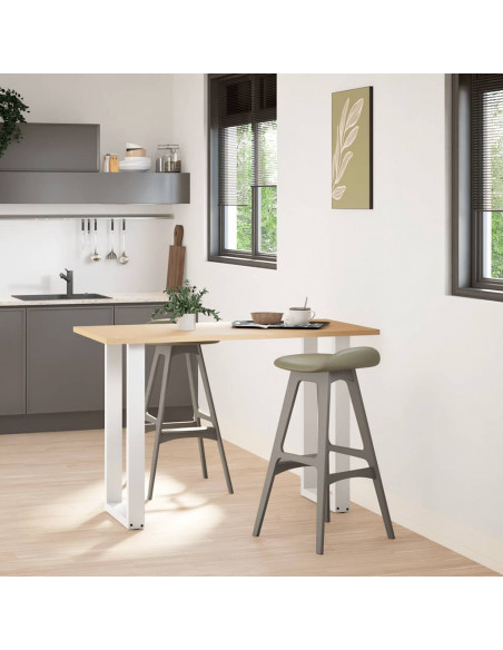 Gambe per tavolo da bar a forma di U 2 pz bianche 50x(90-91) cm in acciaio