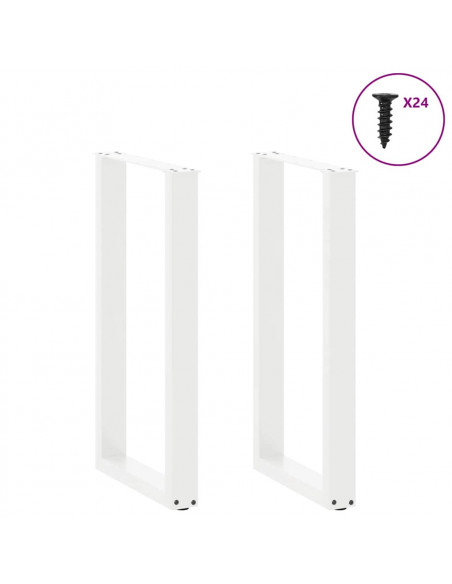 Gambe per tavolo da bar a forma di U 2 pz bianche 50x(90-91) cm in acciaio