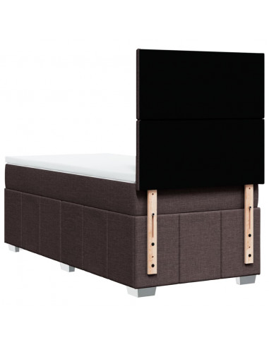 Giroletto a Molle con Materasso Marrone Scuro 90x200 cm Tessuto
