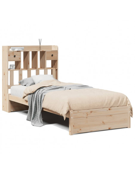 Letto Libreria senza Materasso 90x200 cm Legno Massello Pino