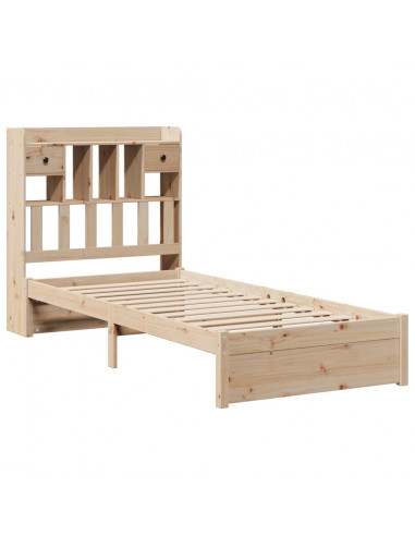 Letto Libreria senza Materasso 90x200 cm Legno Massello Pino