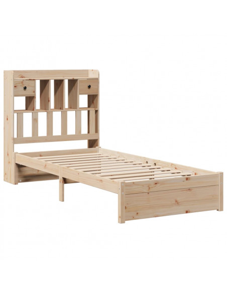 Letto Libreria senza Materasso 90x200 cm Legno Massello Pino