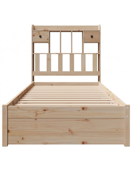 Letto Libreria senza Materasso 90x200 cm Legno Massello Pino