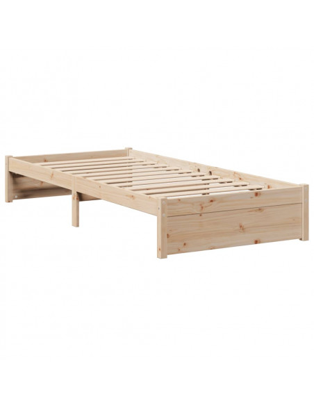 Letto Libreria senza Materasso 90x200 cm Legno Massello Pino
