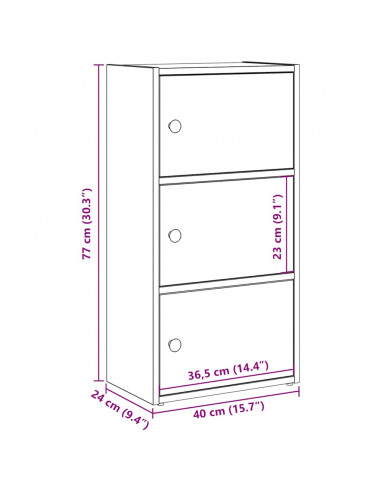 Libreria Rovere Artigianale 40x24x77 cm in Legno Multistrato