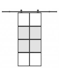 Porta Scorrevole Ferramenta 90x205 cm Vetro Temperato Alluminio