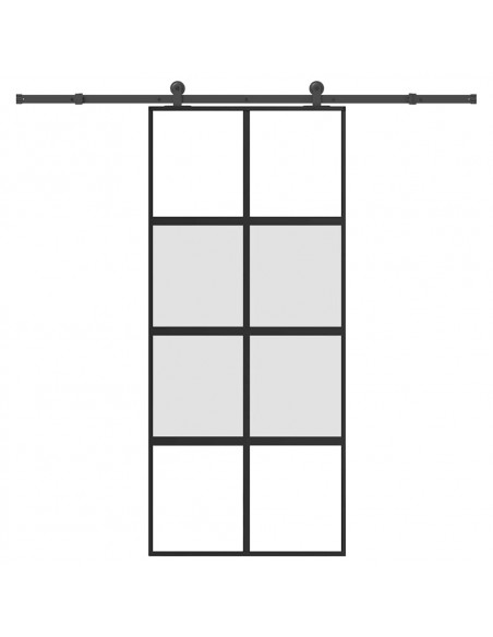 Porta Scorrevole Ferramenta 90x205 cm Vetro Temperato Alluminio