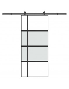 Porta Scorrevole Ferramenta 90x205 cm Vetro Temperato Alluminio