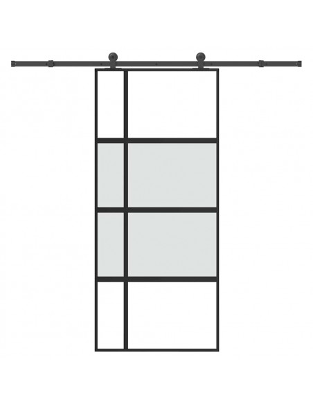 Porta Scorrevole Ferramenta 90x205 cm Vetro Temperato Alluminio