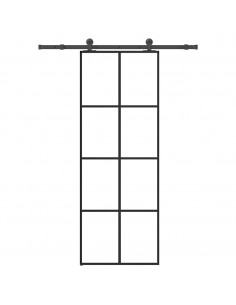 Porta Scorrevole con Ferramenta 76x205cm Vetro ESG Alluminio