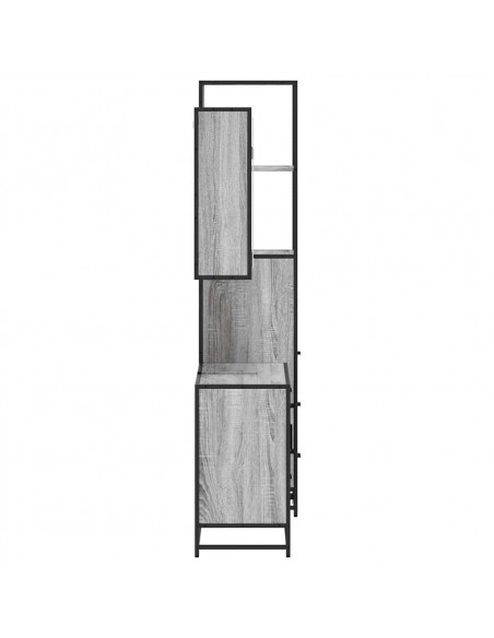 Set Mobili da Bagno 3 pz Grigio Sonoma in Legno Multistrato