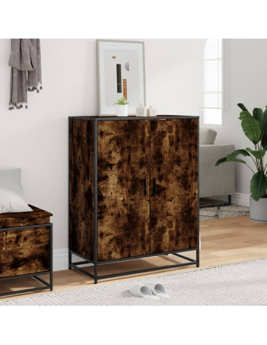 Scarpiera Rovere Fumo 75x38x97,5 cm Legno Multistrato Metallo