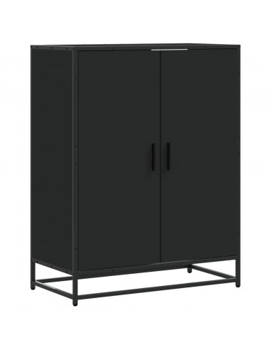 Scarpiera Nera 75x38x97,5 cm in Truciolato e Metallo
