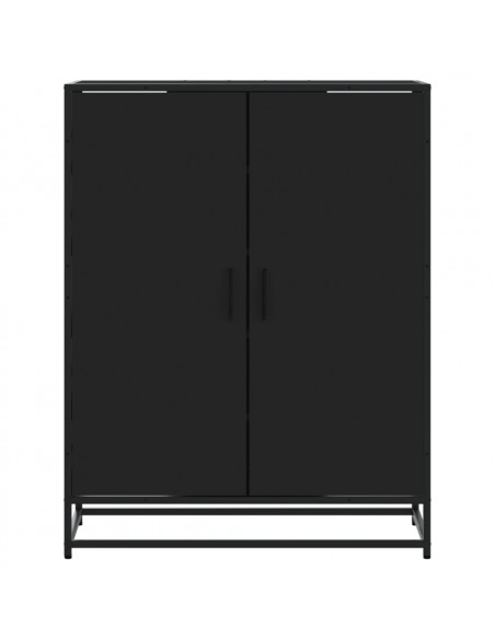 Scarpiera Nera 75x38x97,5 cm in Truciolato e Metallo
