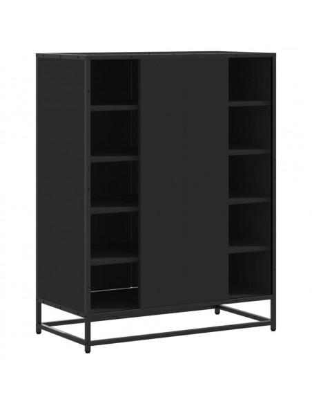 Scarpiera Nera 75x38x97,5 cm in Truciolato e Metallo