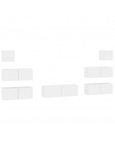 Set di Mobili Porta TV 7 pz Bianco in Legno Multistrato