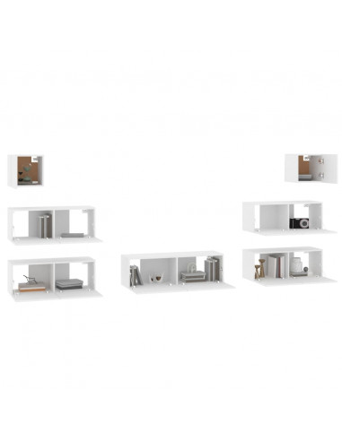 Set di Mobili Porta TV 7 pz Bianco in Legno Multistrato