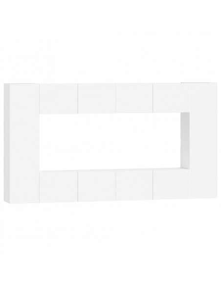 Set Mobili Porta TV 8pz Bianco in Legno Multistrato