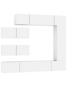 Set di Mobili Porta TV 7 pz Bianco in Legno Multistrato