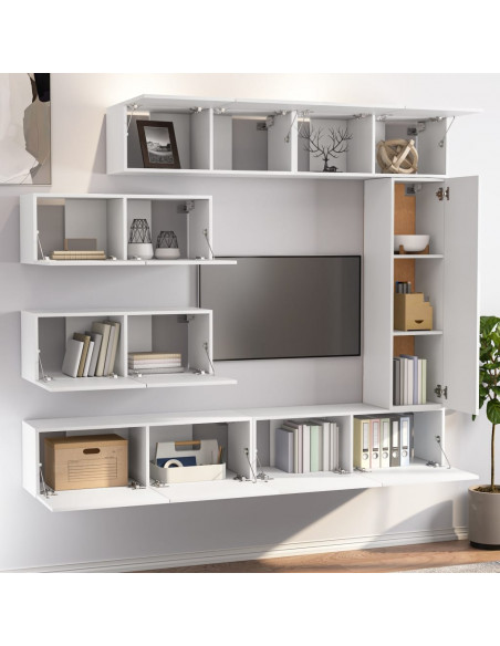 Set di Mobili Porta TV 7 pz Bianco in Legno Multistrato