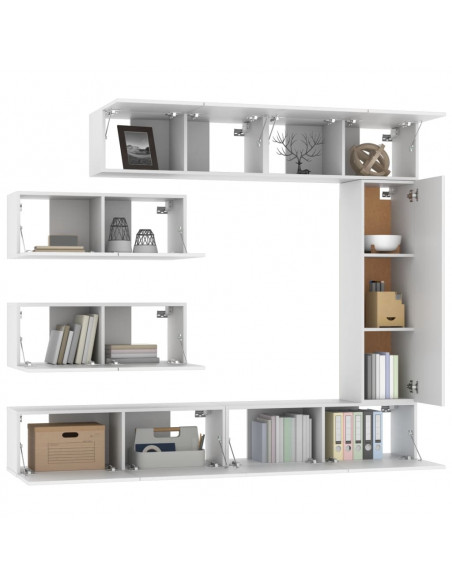 Set di Mobili Porta TV 7 pz Bianco in Legno Multistrato