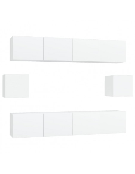 Set di Mobili Porta TV 6 pz Bianco in Legno Multistrato