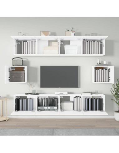Set di Mobili Porta TV 6 pz Bianco in Legno Multistrato