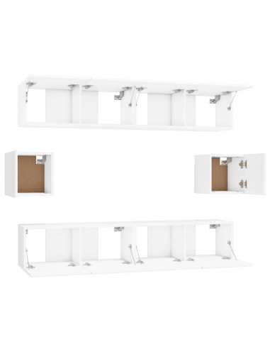 Set di Mobili Porta TV 6 pz Bianco in Legno Multistrato
