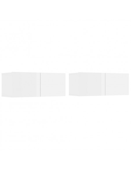 Mobili Porta TV 2pz Bianco Lucido 80x30x30 cm Legno Multistrato