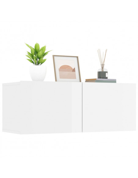 Mobili Porta TV 2pz Bianco Lucido 80x30x30 cm Legno Multistrato