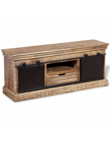 Mobile TV 2 Porte Scorrevoli Legno Massello Mango 110x30x45 cm