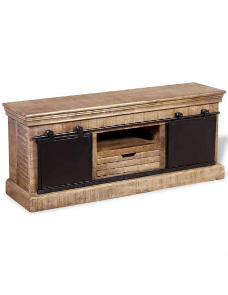 Mobile TV 2 Porte Scorrevoli Legno Massello Mango 110x30x45 cm