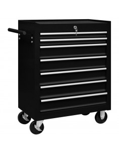 Carrello Portautensili con 7 Cassetti per Officina Nero