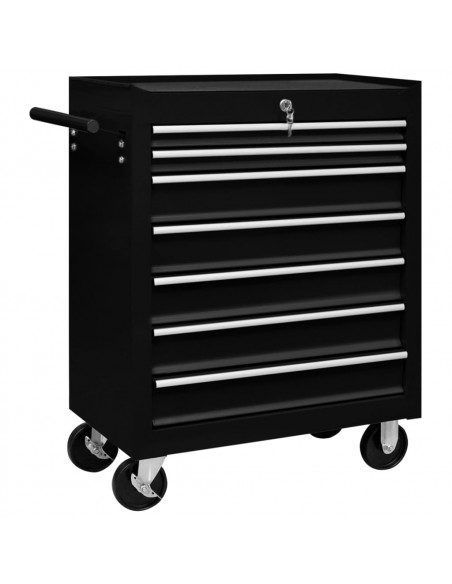 Carrello Portautensili con 7 Cassetti per Officina Nero