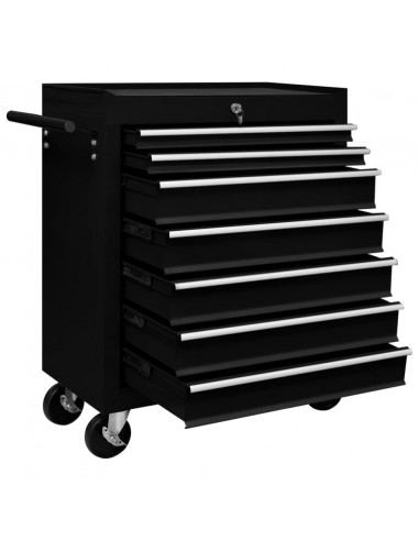 Carrello Portautensili con 7 Cassetti per Officina Nero