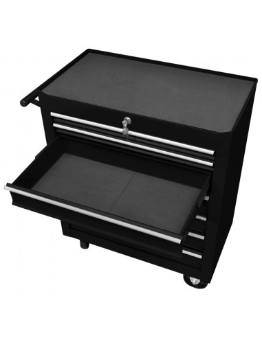 Carrello Portautensili con 7 Cassetti per Officina Nero