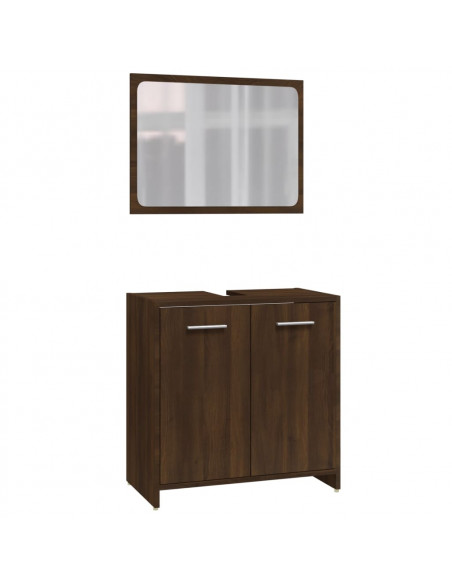 Set Mobili da Bagno 4 pz Rovere Marrone in Legno Multistrato