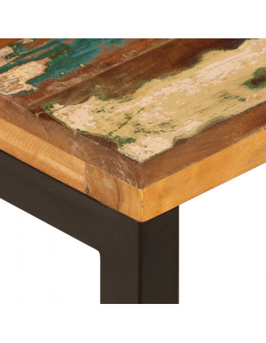 Tavolino da Caffè 100x50x35cm in Massello di Recupero e Acciaio