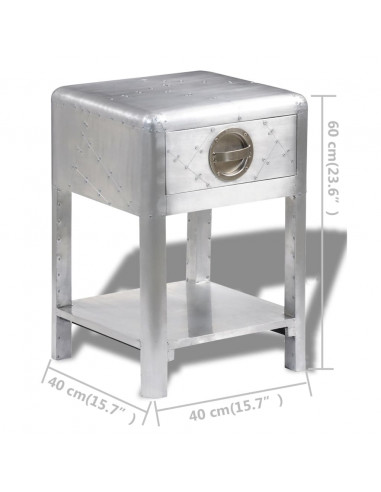 Tavolino Aereo in Alluminio 1 Cassetto Vintage Aircraft Airman