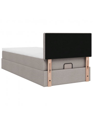 Struttura Letto Pouf con Materasso Tortora 90x190 cm in Tessuto