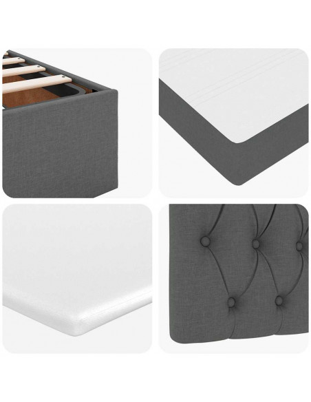 Struttura Letto Pouf con Materasso 180x200 cm in Tessuto