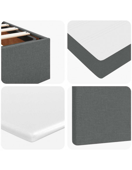 Pouf Letto con Materasso Grigio Scuro 120x190 cm in Tessuto