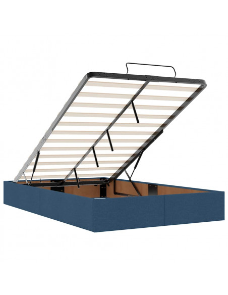 Struttura Letto Pouf con Materasso Blu 120x190 cm in Tessuto