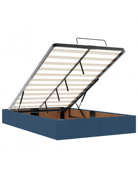 Pouf Letto con Materasso e LED Blu 120x190cm in Tessuto