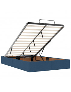 Struttura Letto Pouf con Materasso Blu 120x200 cm in Tessuto